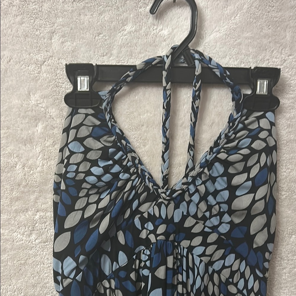 Fire Los Angeles Navy Blue, Light Blue & Gray Halter Sundress